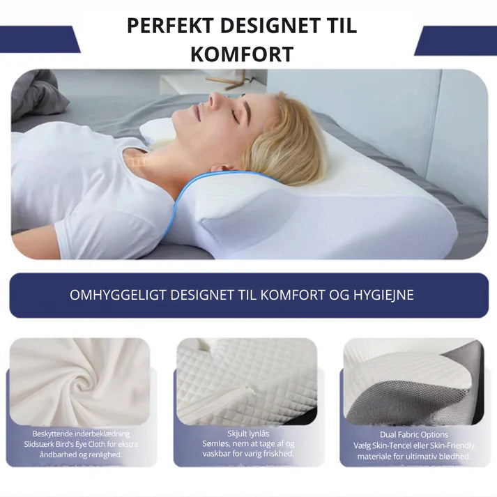 ErgoPillow™ | Sov bedre, vågn friskere – ergonomisk støtte til nakke og ryg hele natten