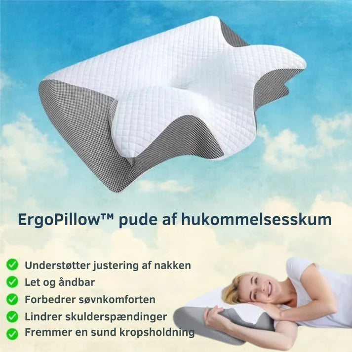 ErgoPillow™ | Sov bedre, vågn friskere – ergonomisk støtte til nakke og ryg hele natten