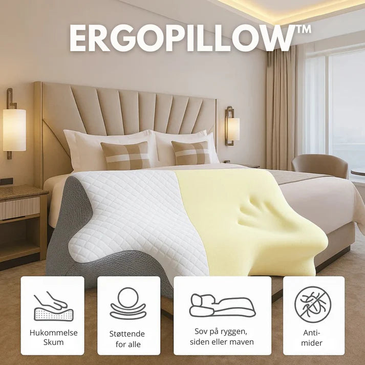 ErgoPillow™ | Sov bedre, vågn friskere – ergonomisk støtte til nakke og ryg hele natten